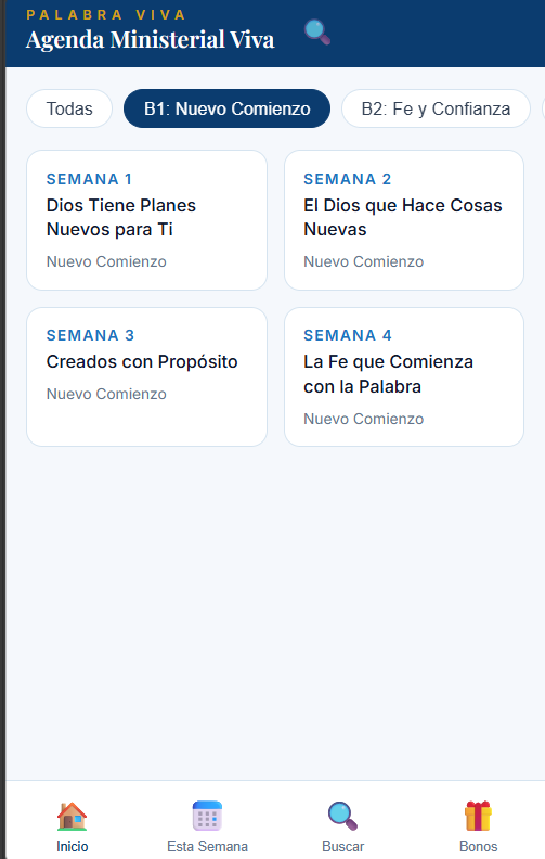 App — semanas organizadas